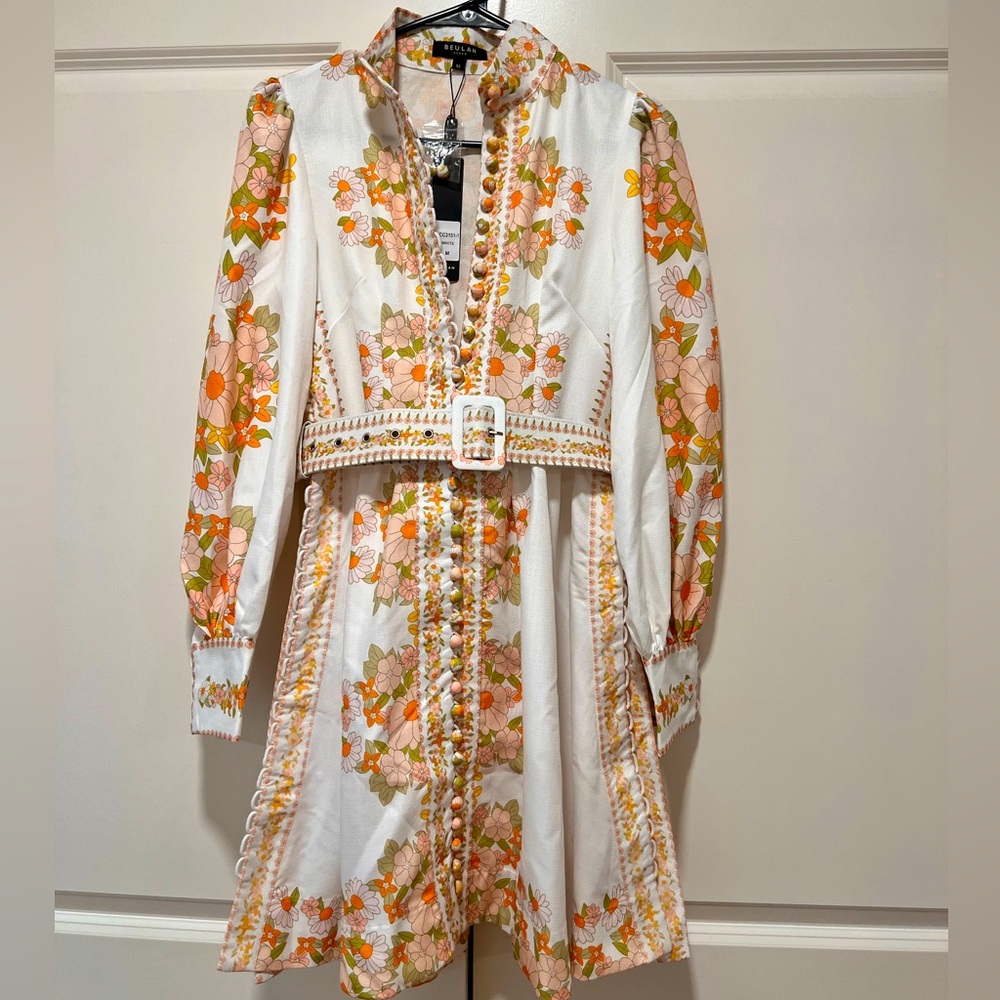 Beulah Leila Floral Retro Dress Belted Button Up Tuckernuck Exclusive sz M NWT